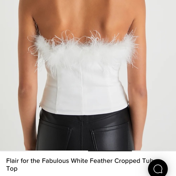 White, feathered strapless top - Picture 5 of 6